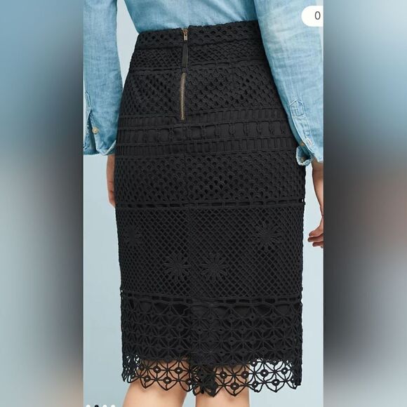 Anthropologie Black Lace Pencil Skirt size 2 - Picture 2 of 10